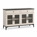 Buffet en bois et métal avec portes en verre rainuré 120x40x90 cm
