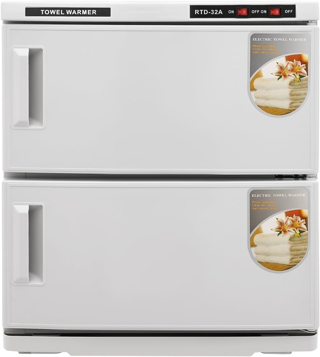 Sèche-serviettes double porte 32 l 300 W avec stérilisateur UV, 2 niveaux contrôlables indépendamment, thermostat de 75 °C