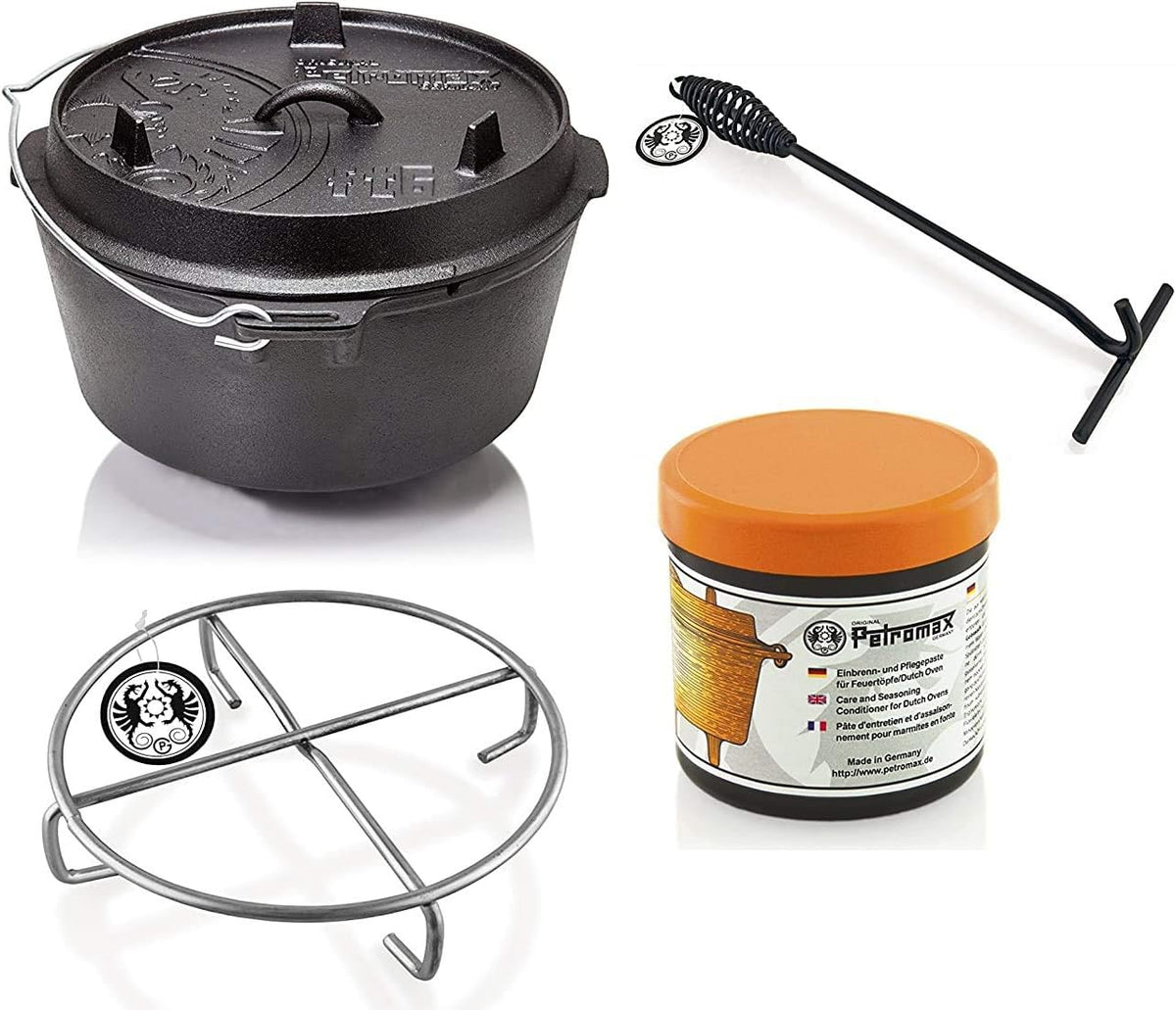 Petromax Foyer ft6-t Set de démarrage pour marmite avec couvercle et pâte d'entretien + soucoupe