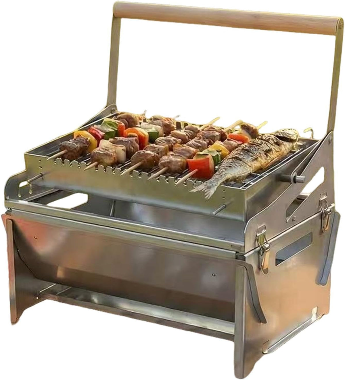 Barbecue Grill Rotatif, Gril Pique-Nique Tournant 360° En Acier Inoxydable - Gril Barbecue, Pour Camping, Pique-nique, Extérieur, De Jardin, Cour