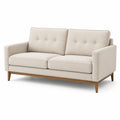 Canapé 2 places en tissu polyester beige avec cadre en bois, 180 x 85 x 85 cm