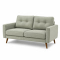 Canapé 2 places en tissu polyester vert clair avec pieds en bois