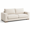 Canapé 3 places en tissu de lin beige avec pieds en bois massif