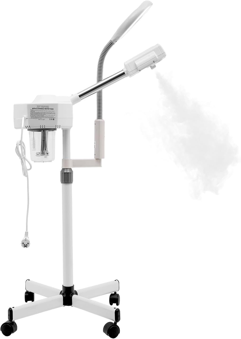 Vaporisateur professionnel 2 en 1 pour le visage avec lampe LED et loupe, humidificateur, sauna facial, nettoyeur de pores