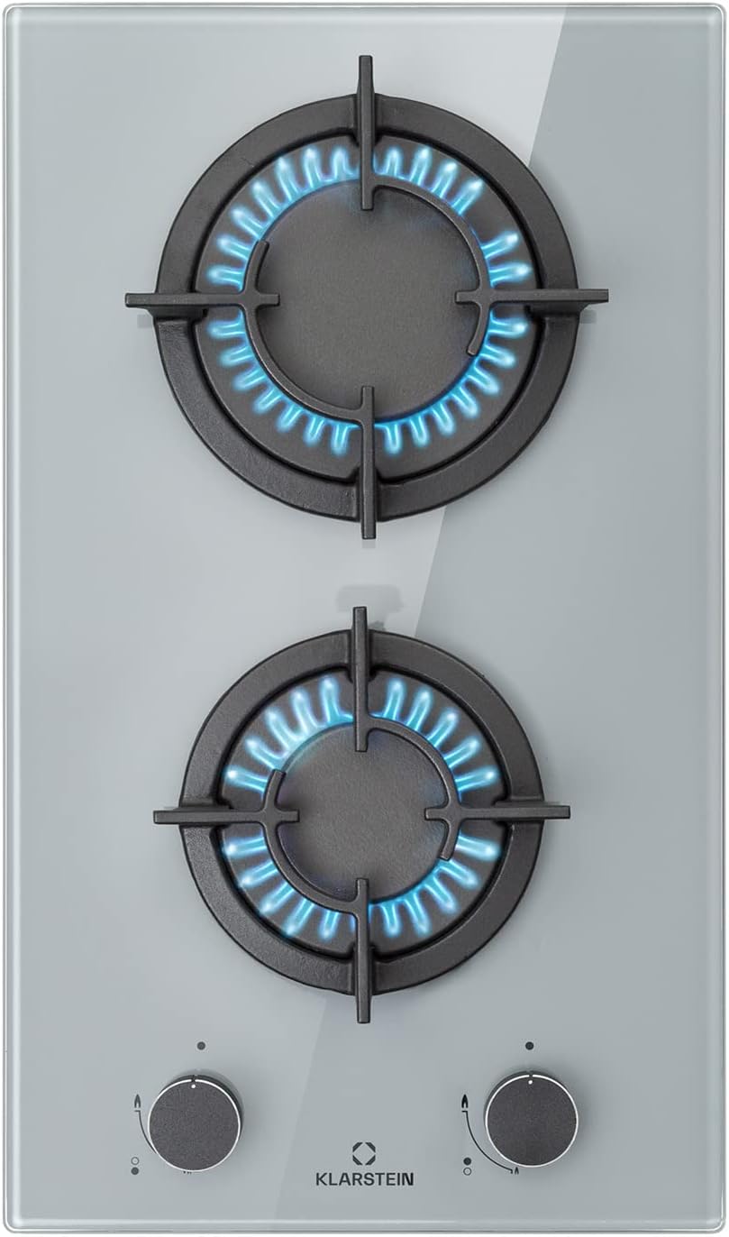 Klarstein Tables de Cuisson à Gaz, Plaque de Cuisson Gaz à 2 Brûleurs, Table de Electrique à 2 Feux de 4200W