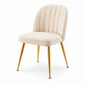 Chaise en tissu bouclé beige avec pieds en métal doré