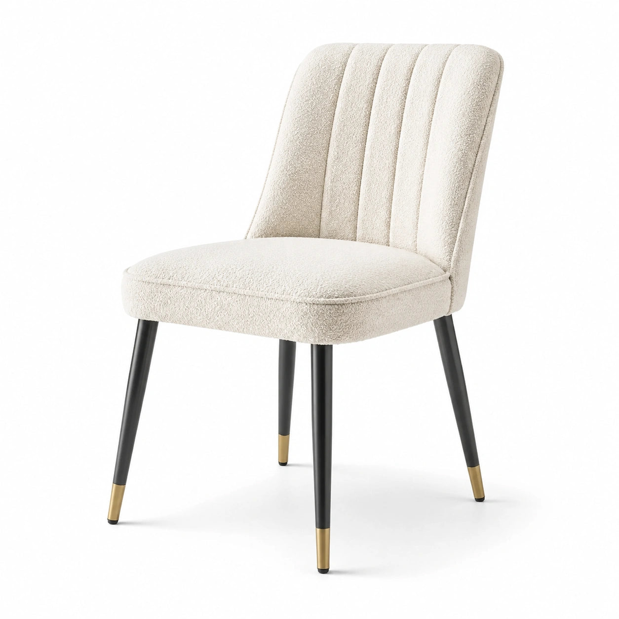 Chaise de salle à manger en tissu bouclé avec pieds en métal noir