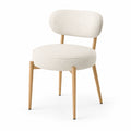 Chaise en tissu bouclé blanc avec structure en bois