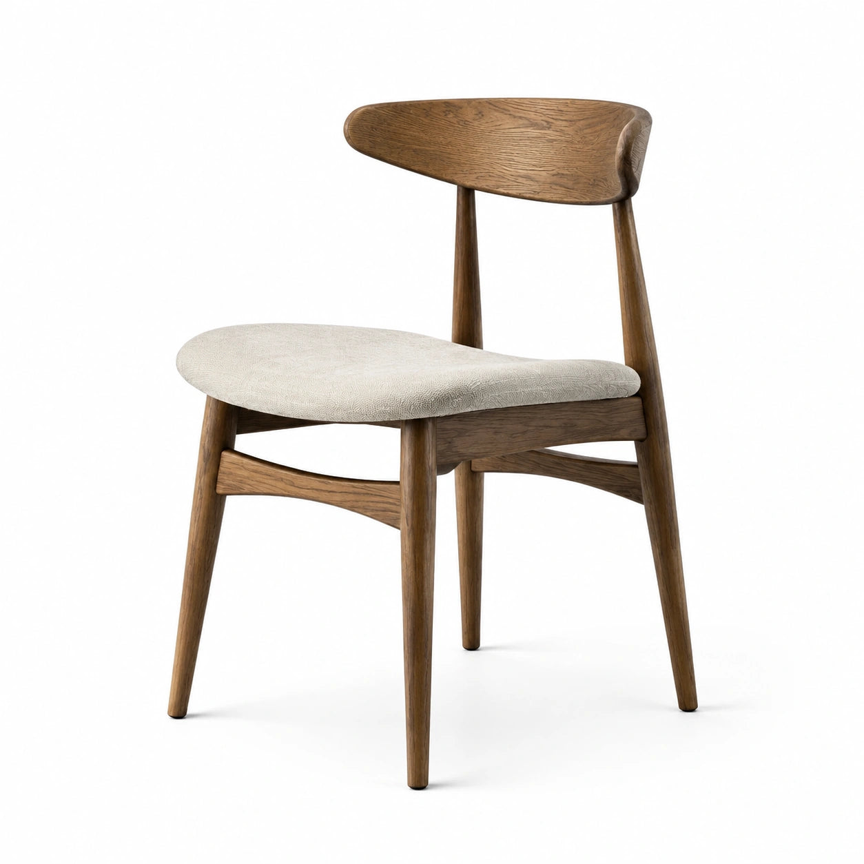 Chaise en bois massif et lin beige 80cm