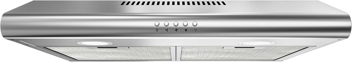 FIREGAS Hotte Aspirante 60cm, Hotte visière, 3 Vitesses, Moteur sans balais, Eclairage LED, Filtre à charbon inclus