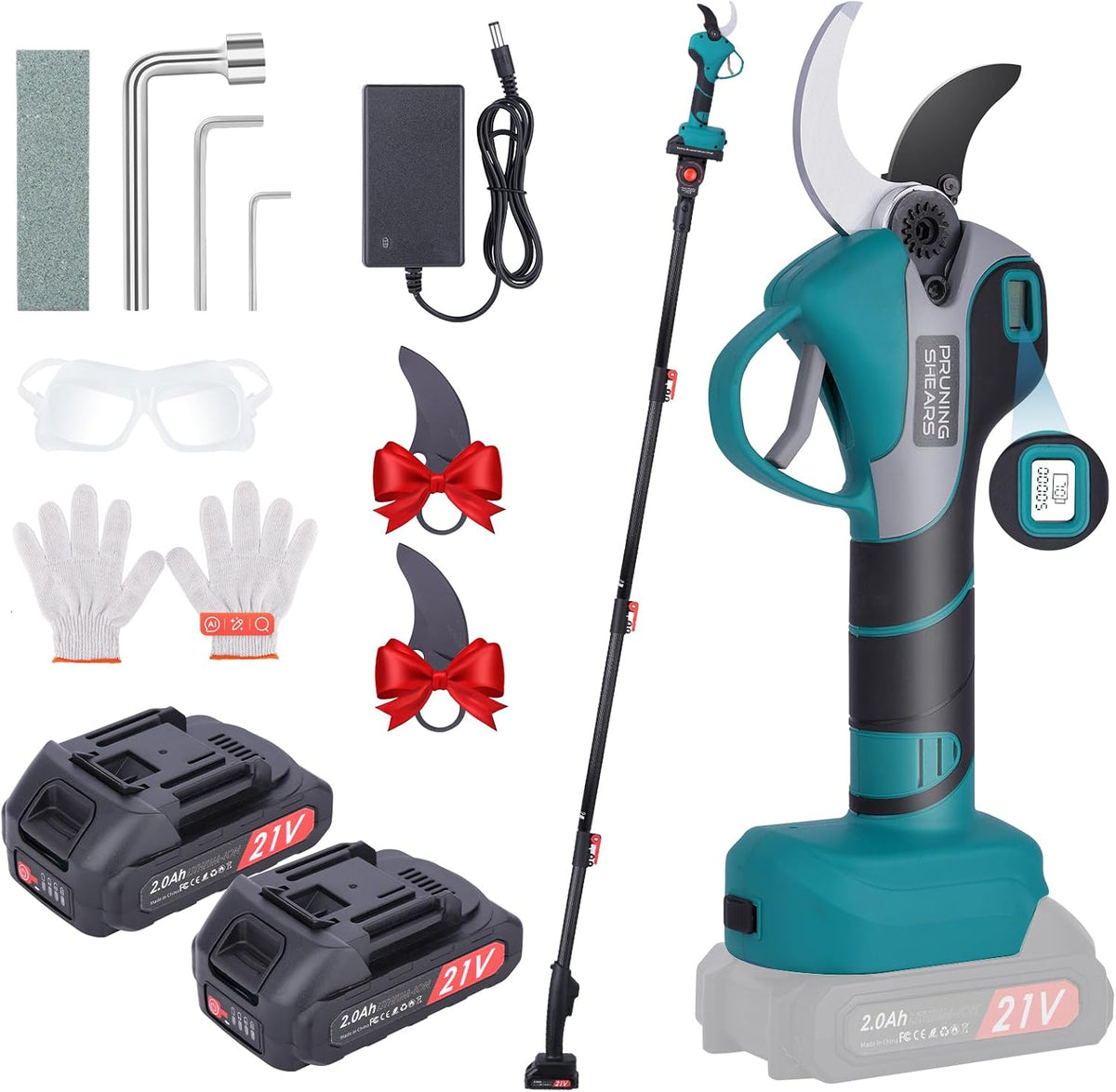 50 mm Sécateur électrique - Sécateur électrique professionnel de avec 2 batteries 21 V/2000 mAh