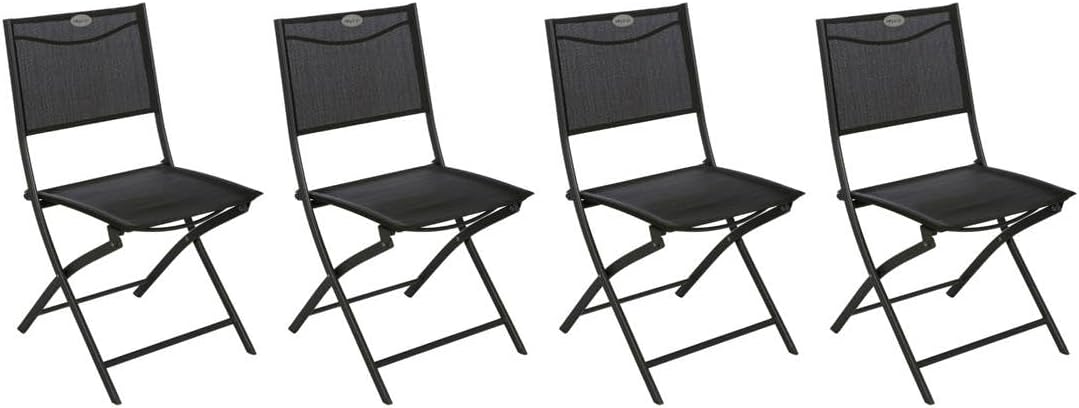 Hespéride - Lot de 4 Chaises de Jardin Pliantes Modula Anthracite - Acier Traité Epoxy Texaline - Dim 46 x 52 x 87 cm - Meuble d'Extérieur Pliable