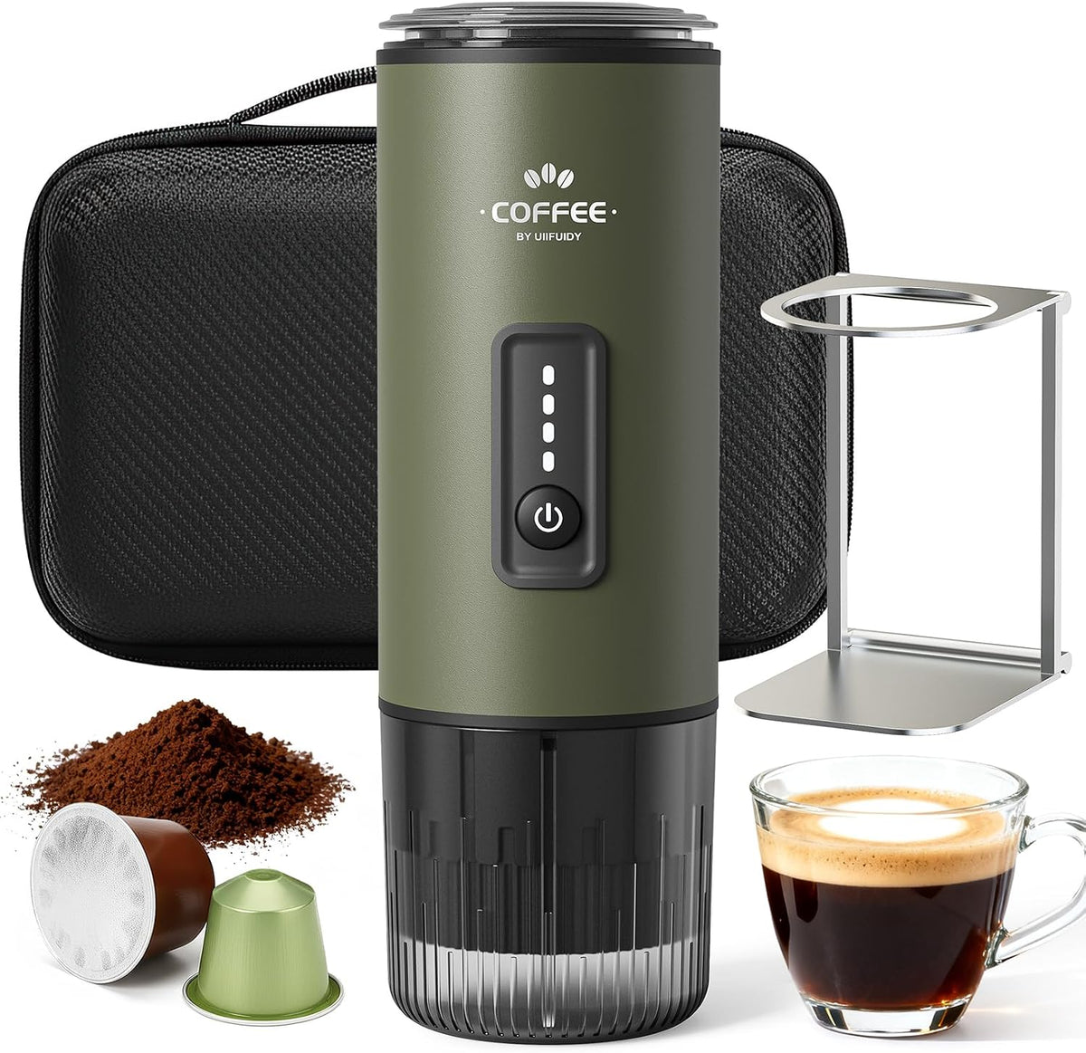 Machine à expresso portable, ensemble de cafetière 3 en 1 avec sac de transport et support à café