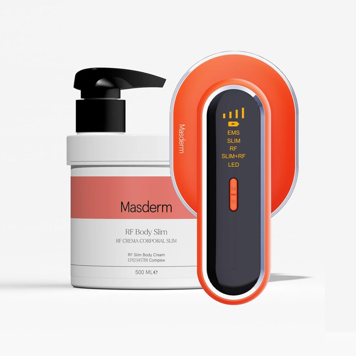 MASDERM - Cellulite 2-en-1, Appareil Radiofréquence Corporelle Professionnel avec Crème Anti-Cellulite Raffermissante 500 ml et Technologie EMS LED