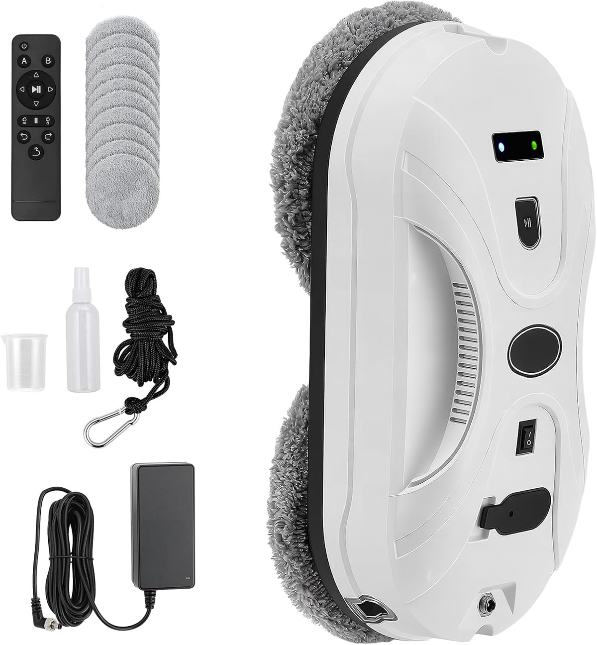 Robot Laveur de Vitre, 5800Pa Robot Nettoyeur Vitre avec Double Pulvérisation D'eau, 3 Modes de Nettoyage, Télécommande, Navigation Intelligente