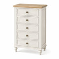 Commode 5 tiroirs en bois blanc et chêne 120x60x40 cm