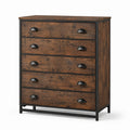 Commode en Panneau de Particules et Métal avec 5 Tiroirs Marron