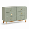 Commode en bois et MDF vert kaki avec 6 tiroirs
