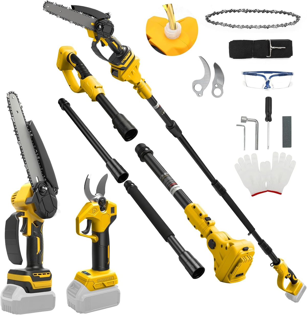 Mini Tronçonneuse 8 pouces et Sécateur électrique 30 mm Compatible avec DeWalt 20V, Generic Kit d'outils de jardinage 4 en 1