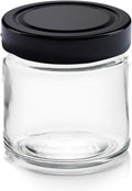 PEGANE Lot de 48 bocaux en Verre Transparent, capacité 314 ML, H77mm, Capsules Noires stérilisables 70mm incluses - IRIOS