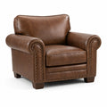 Fauteuil en cuir synthétique marron avec accoudoirs arrondis