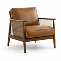 Fauteuil en bois et cuir PU marron