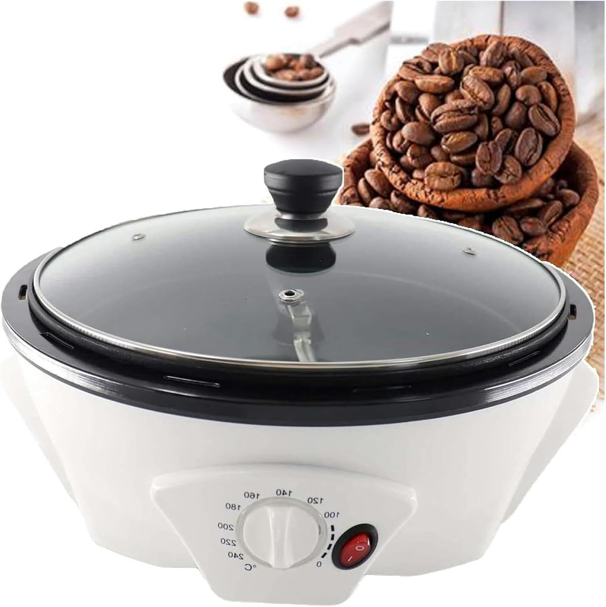 CSYQPDMBDL Torréfacteur de Café, Brûleurs électriques à température réglable for grains de café, châtaignes, thé et pop-corn