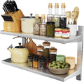 TAIMIKO Étagère Cuisine Inoxydable Réglable 100cm, 2 Niveaux Étagère Métallique Murale Amovible