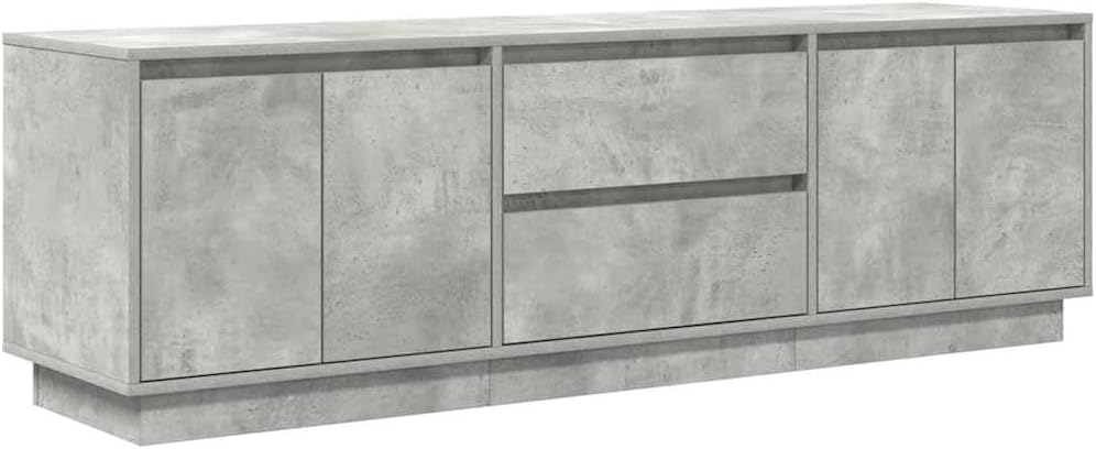 vidaXL Meuble TV avec lumières LED Gris béton 160,5x41x50 cm, Support TV, Meuble télé, Meuble multimédia, Banc TV, Meuble HiFi