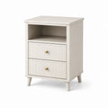 Table de chevet en bois avec tiroirs Blanc