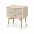 Table de chevet en bois et métal avec 2 tiroirs beige