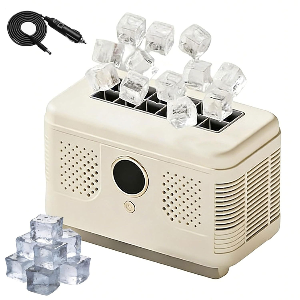 Mini machine à glaçons de comptoir, 150 W portable automatique avec support de détachement et couvercle supérieur amovible, 12 cubes en 15 minutes