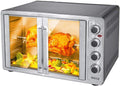 Bakaji Four électrique ventilé 55 l puissance 2200 W avec double porte lumière intérieure 4 sélections de cuisson température réglable minuterie