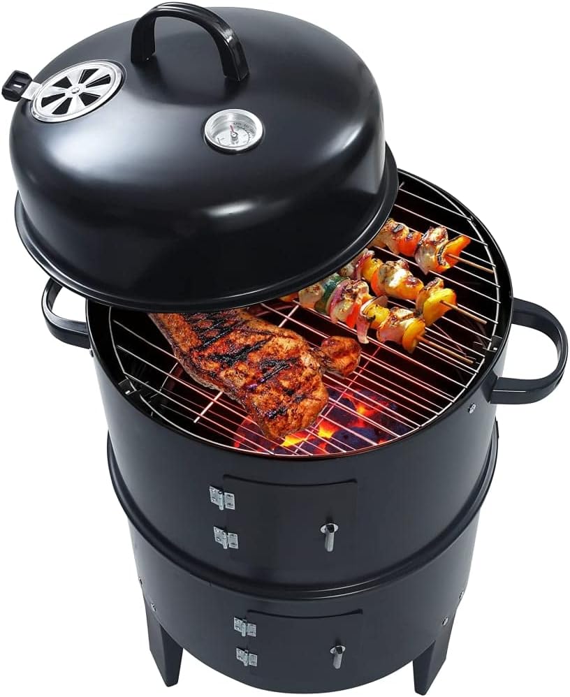 Homgoday Fumoir barbecue 3 en 1 40 x 80 cm