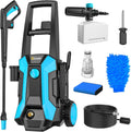Gisam 2200W Nettoyeur Haute Pression, avec Enrouleur De Tuyau De 8m, Max 180bar, DéBit 480l/H, avec Bouteille De Savon Buse à Mousse