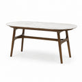 Table à manger ovale en marbre et bois de noyer brun