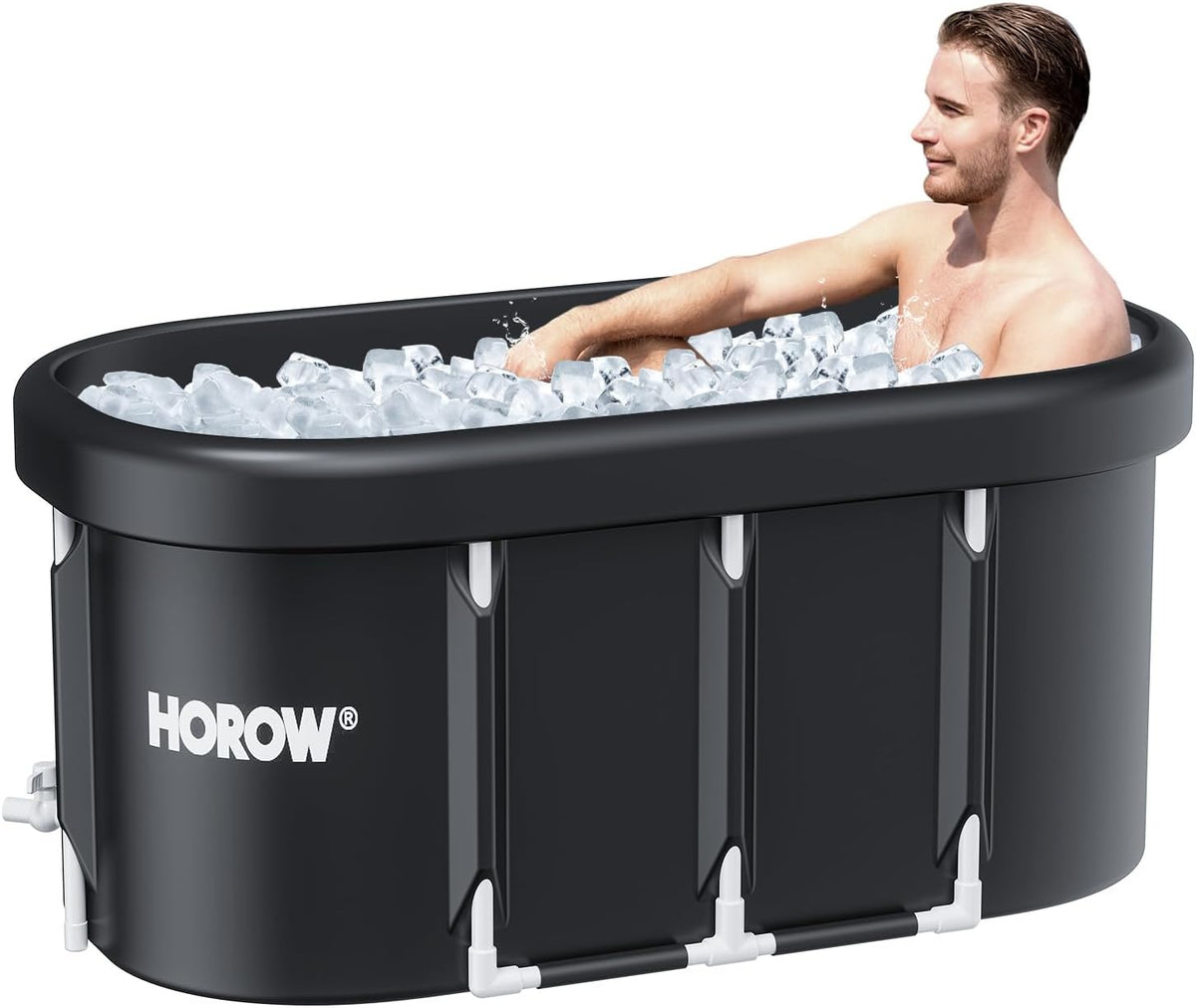 HOROW Grand bain de glace ovale XL pour athlètes, baignoire plongeante portable de 370 litres pour la récupération et la thérapie par l'eau froide