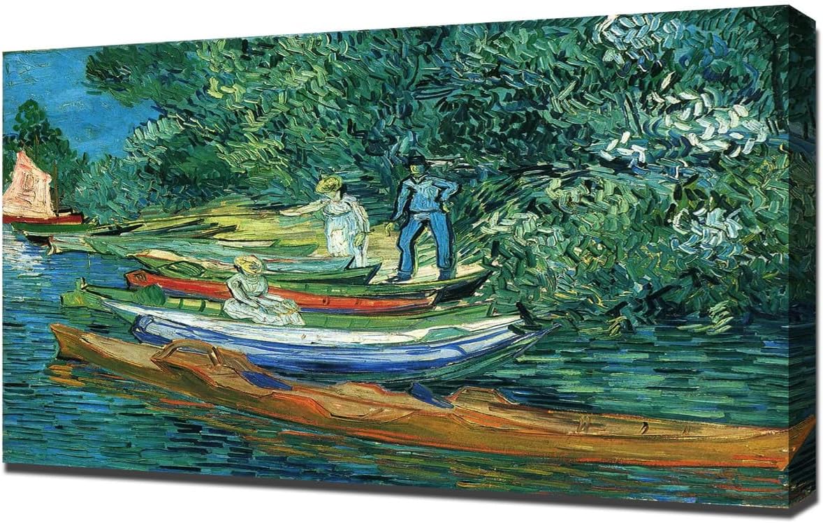 Vincent Van Gogh Rameur sur les rives de l'oise Impression sur toile sur cadre en bois Décoration murale
