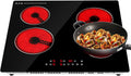 Plaque Vitrocéramique 4 feux, Table de Cuisson Encastrable 60CM,6000W, 9 Niveaux de Puissance, Commandes tactiles & minuteurs