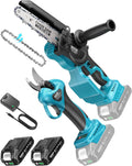 SEESII 2-en-1 Secateur Electrique sans Fill & 6 Pouces Mini Tronconneuse