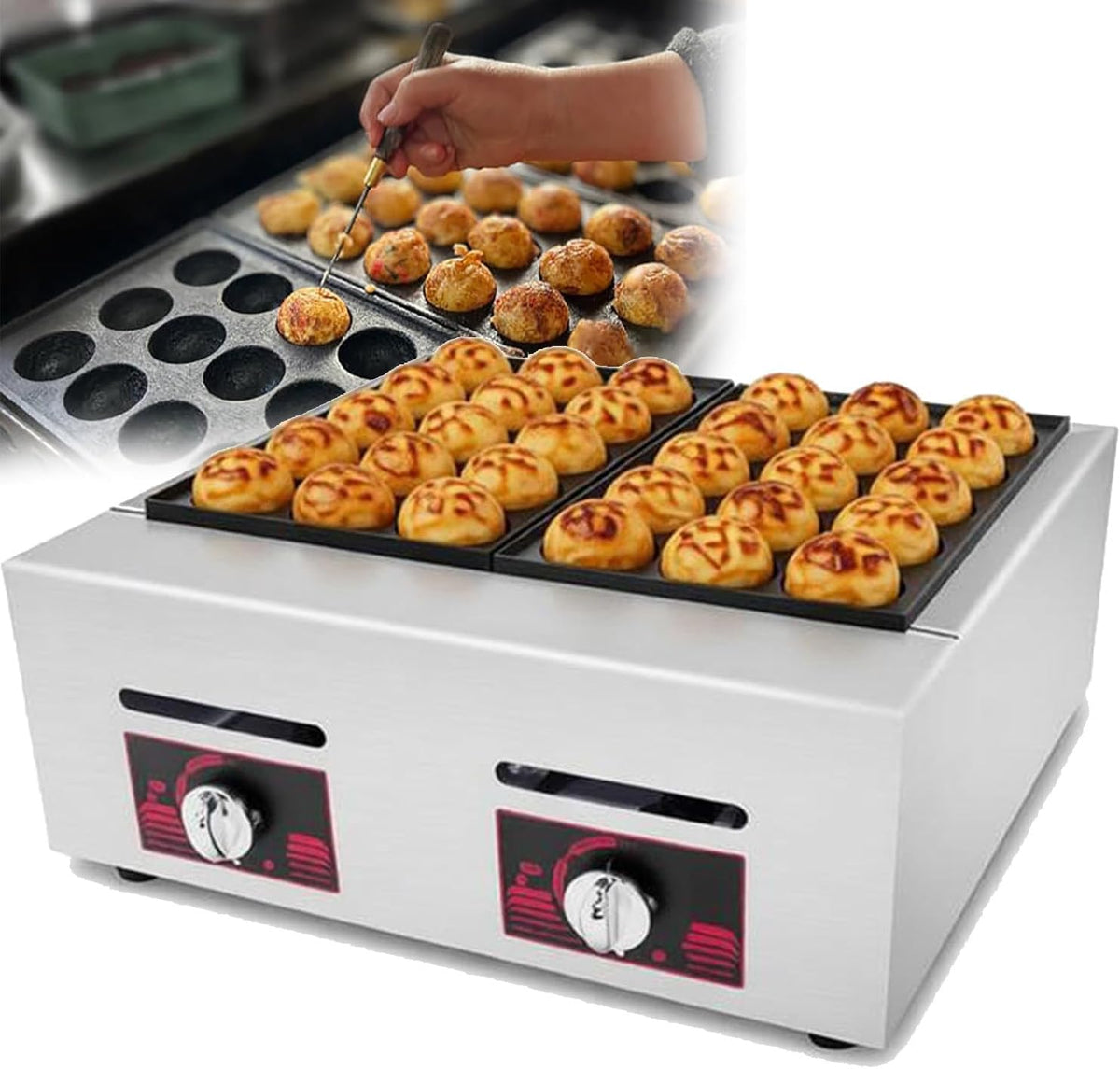 Appareil à Mini-crêpes hollandaises, Appareil à takoyaki antiadhésif à gaz, gaufrier pour la Maison et Les Restaurants, cafés et boulangeries