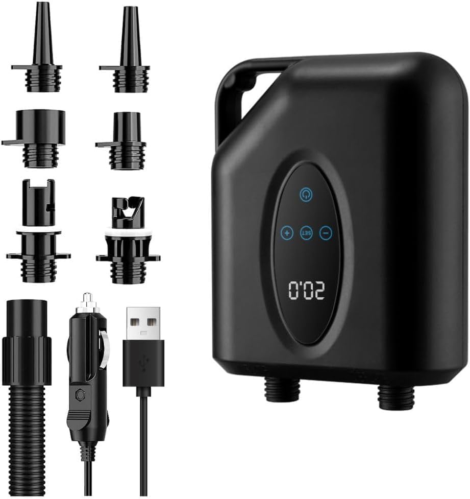 Pompe électrique SUP 20 PSI 12000 mAh sans fil portable haute pression Gonflage et dégonflage intelligent à double niveau Pompe à air pour planche à