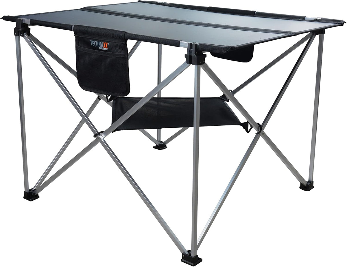 Technaxx Table de Camping Solaire Pliable 60 W TX-252, Panneau Solaire monocristallin avec 3 Ports USB, Sortie CC et élaboration Robuste