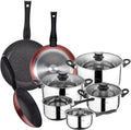 San Ignacio Pack de 3 casseroles Ø20 / 24 et 28 cm + 8pc Batterie de cuisine en acier inoxydable