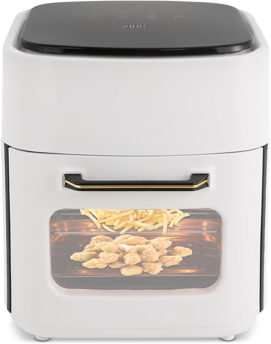 Friteuse à air chaud, capacité de 15 l, 1400 W avec écran couleur, déshydrateur de fruits, barbecue, friteuse à air sans huile pour rôtir, griller