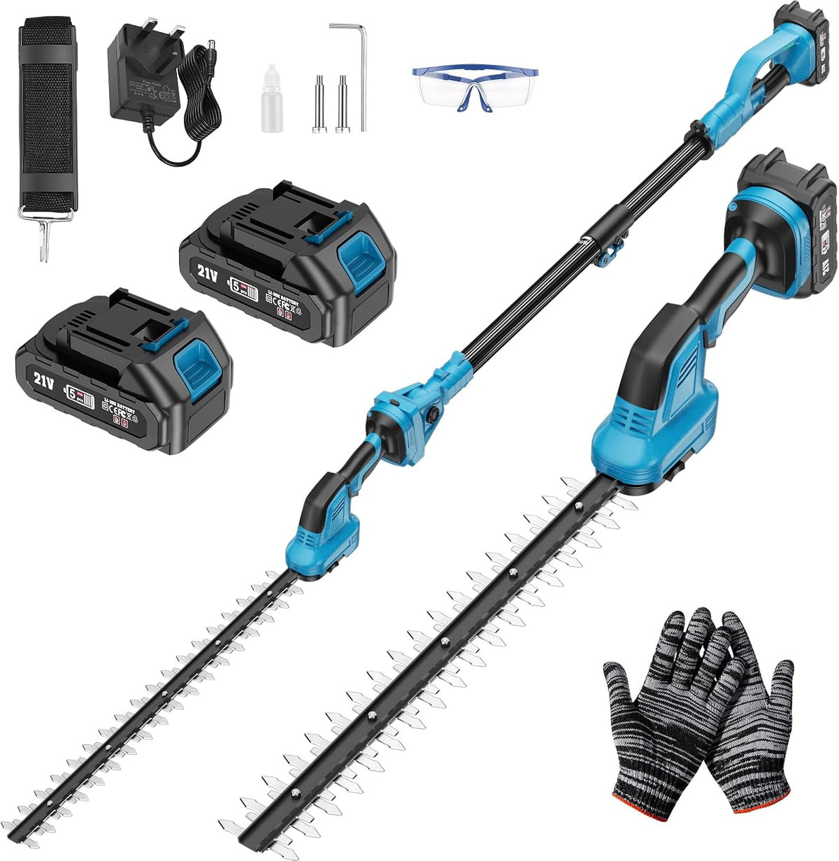 Taille-haie sans fil 2 en 5 m de long portée - Lame de 45,7 cm - Réglage de 0 à 135° - 21 V - 2 batteries de 4,0 Ah