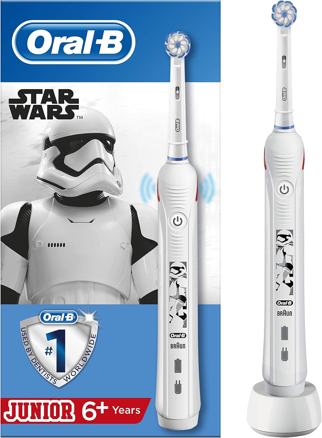 Oral-B Junior, Brosse À Dents Électrique Rechargeable, Souple pour Voyage, Manche Et Brossette, Enfant à Partir De 6 Ans, Brossage En Douceur
