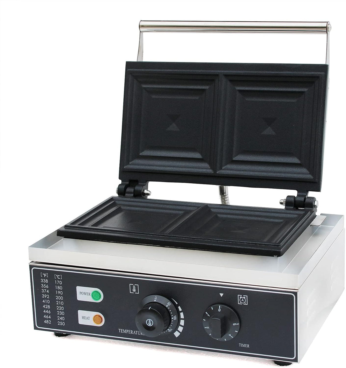 Queeucaer Appareil à croque-monsieur électrique commercial 220 V 1500 W à 2 tranches avec plaques antiadhésives