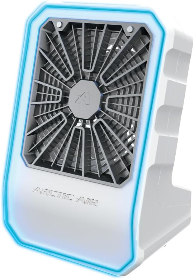 Arctic Air Refroidisseur évaporatif pour extérieur, portable et ultra silencieux avec 4 vitesses de ventilateur, rechargeable par USB