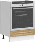 Kalmar Artisan Armoire de cuisine en chêne artisanal avec espace de rangement et pieds réglables pour four et micro-ondes Compact Durable